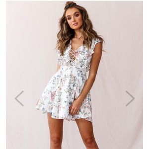 Selfie Leslie Marisol lace up bust ruffle dress